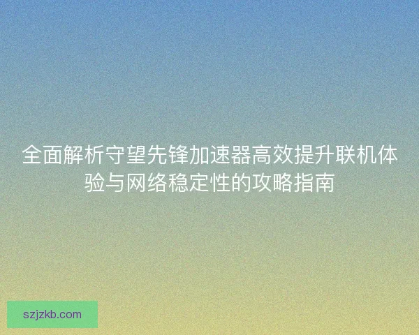 全面解析守望先锋加速器高效提升联机体验与网络稳定性的攻略指南